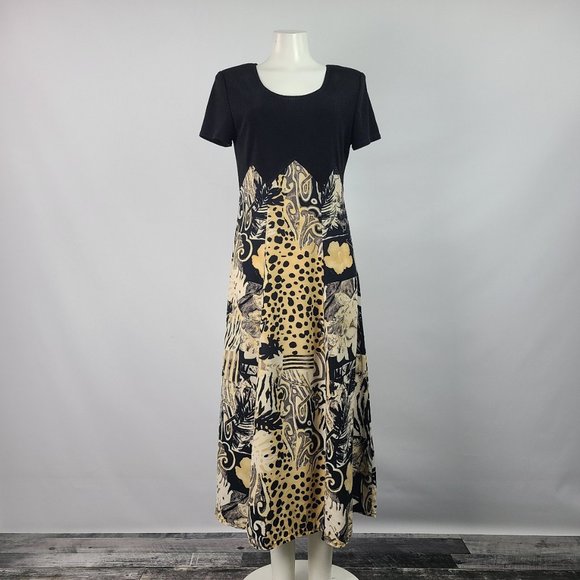 Vintage Joseph Ribkoff Animal Print Dress Midi Size 10 - Picture 1 of 15